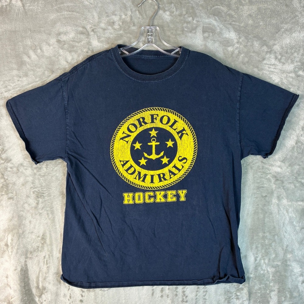 Norfolk Admirals‎ Hockey T-Shirt Mens Navy Blue Graphic Tee Short Sleeve  M